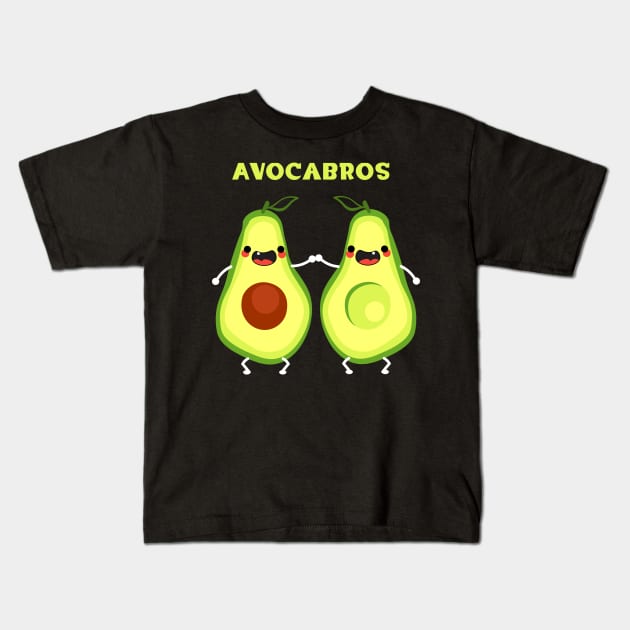 Avocabros on black Kids T-Shirt by Schioto